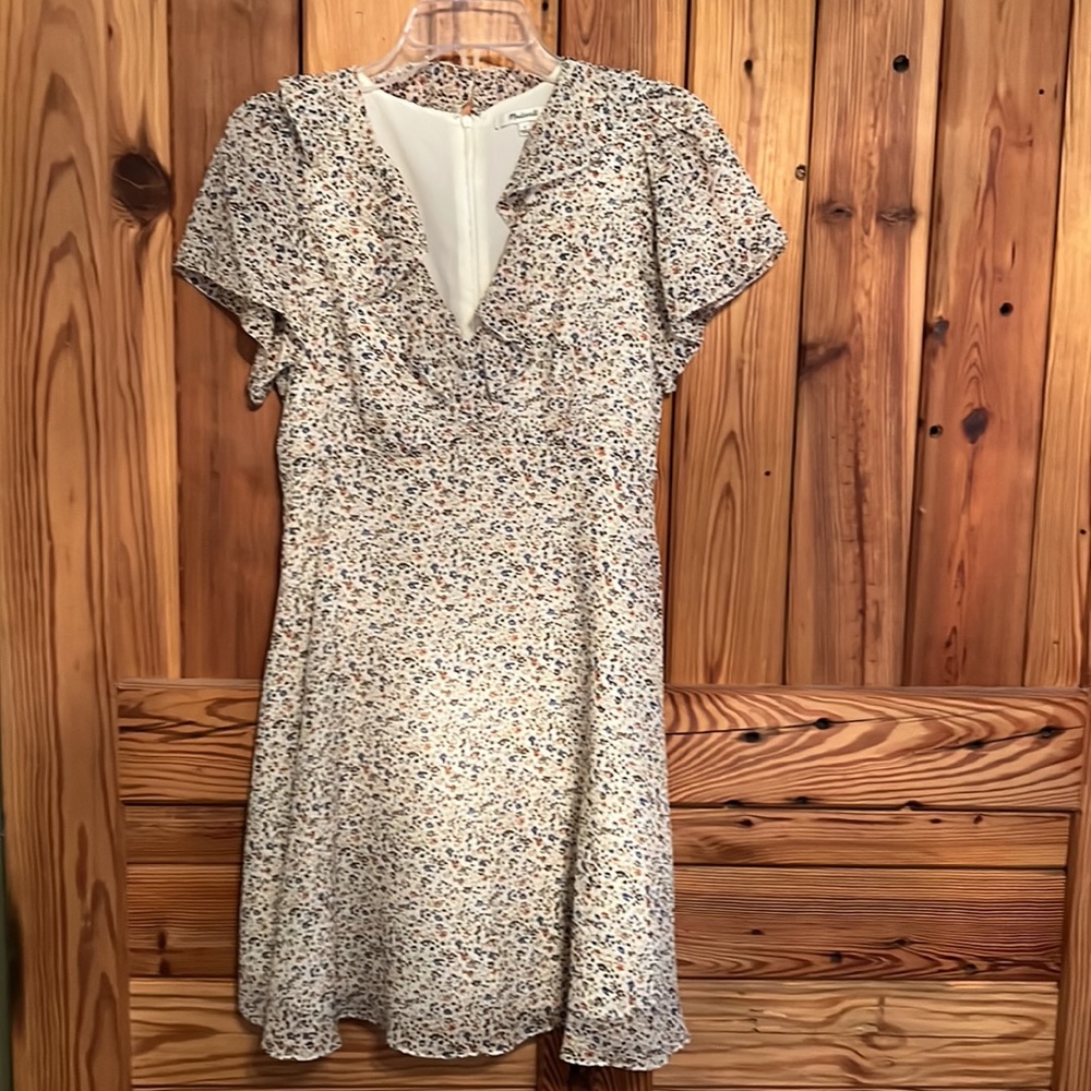 Madewell Silk Ruffle-Neck Mini Dress